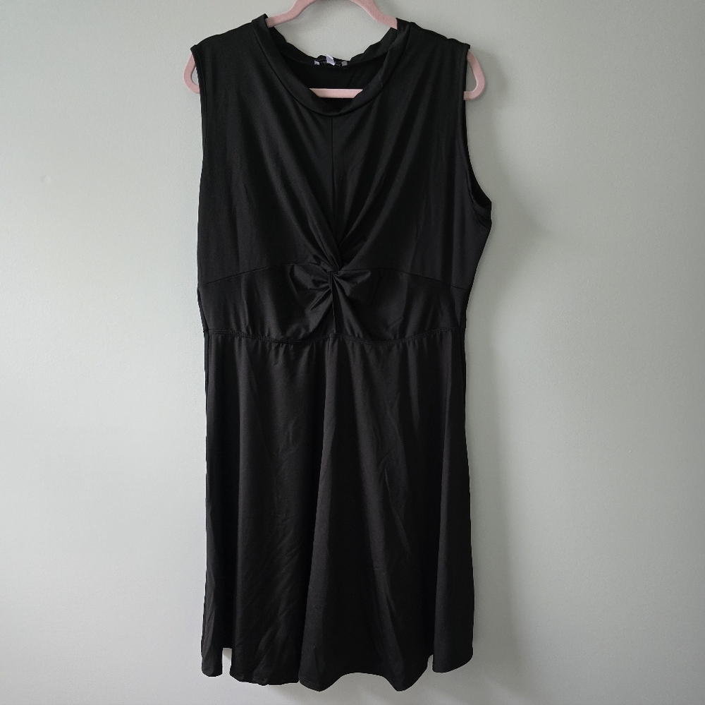 White Birch Black Twist-Front Dress